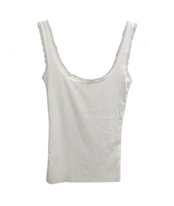 The Gabby Lace Trim White Tank by 8apart