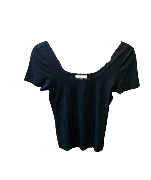 The Gabby Lace Trim Black Tee by 8apart
