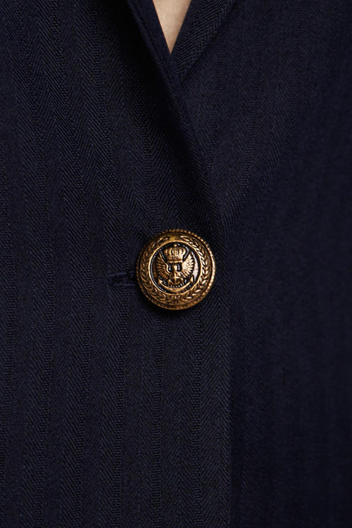Navy Peak-Lapels Single-Breasted Blazer by Le Réussi®