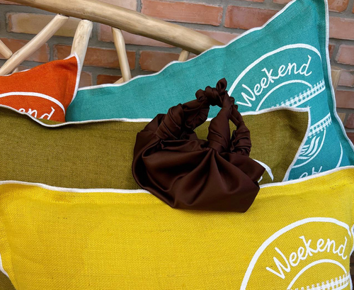 CHOCOLATE NLA SILK KNOT BAG