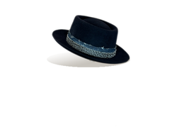 "Blue Suede Porkpie" Fur Felt Hat by B.M. Franklin & Co