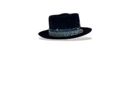 "Blue Suede Porkpie" Fur Felt Hat by B.M. Franklin & Co