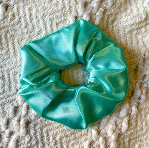 Satin Aqua Scrunchie